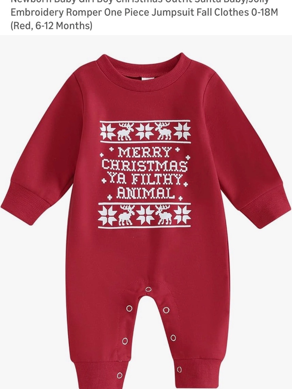 Red Merry Christmas Baby One-Piece Romper 6-12 months
